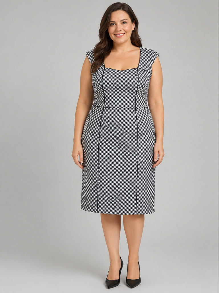 WHITE HOUSE BLACK MARKET BLACK WHITE PATTERNS WOMENS DRESS