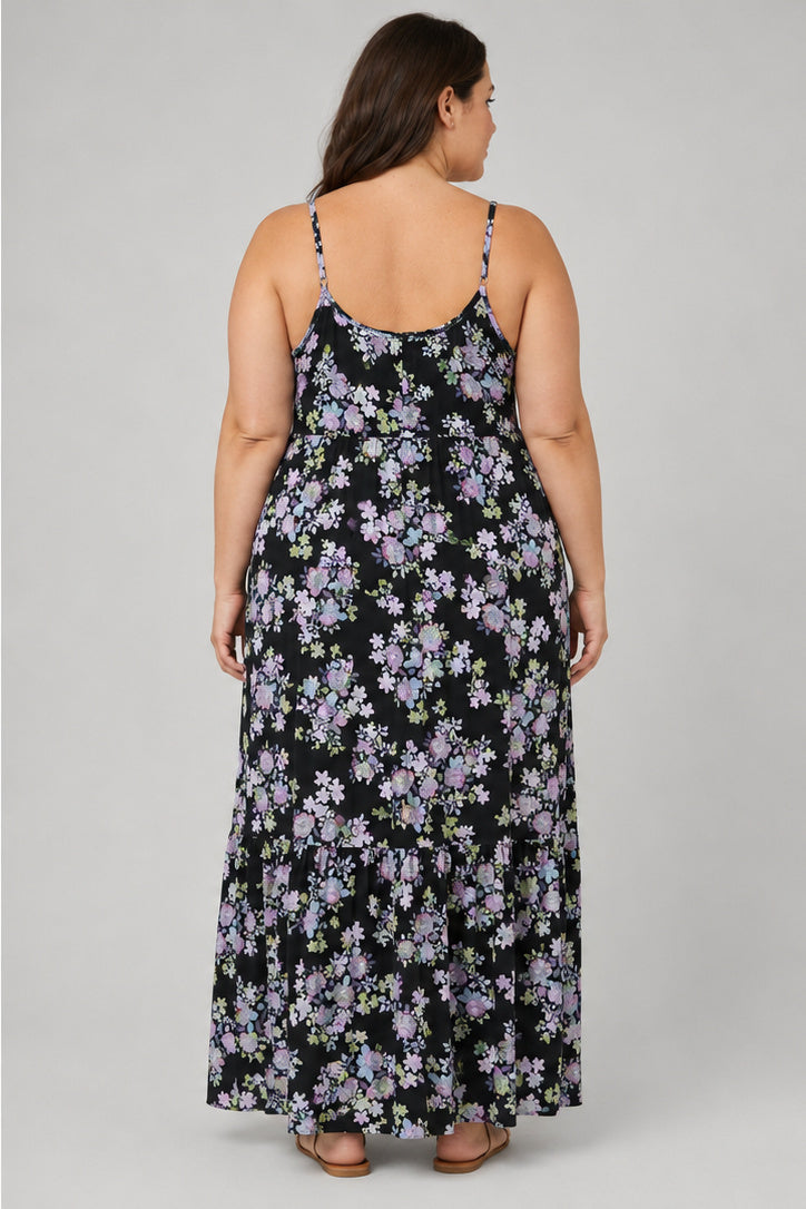 Wild Fable Black Floral Strappy V-neck Dress