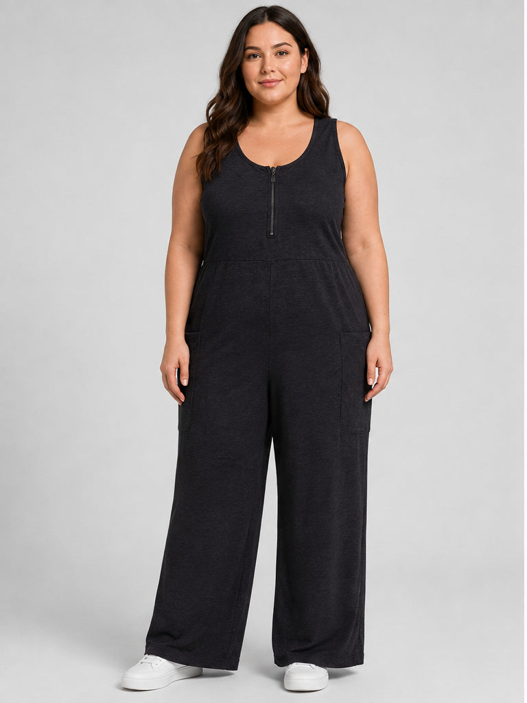 Torrid Black Half Zip Activewear Jumpsuit