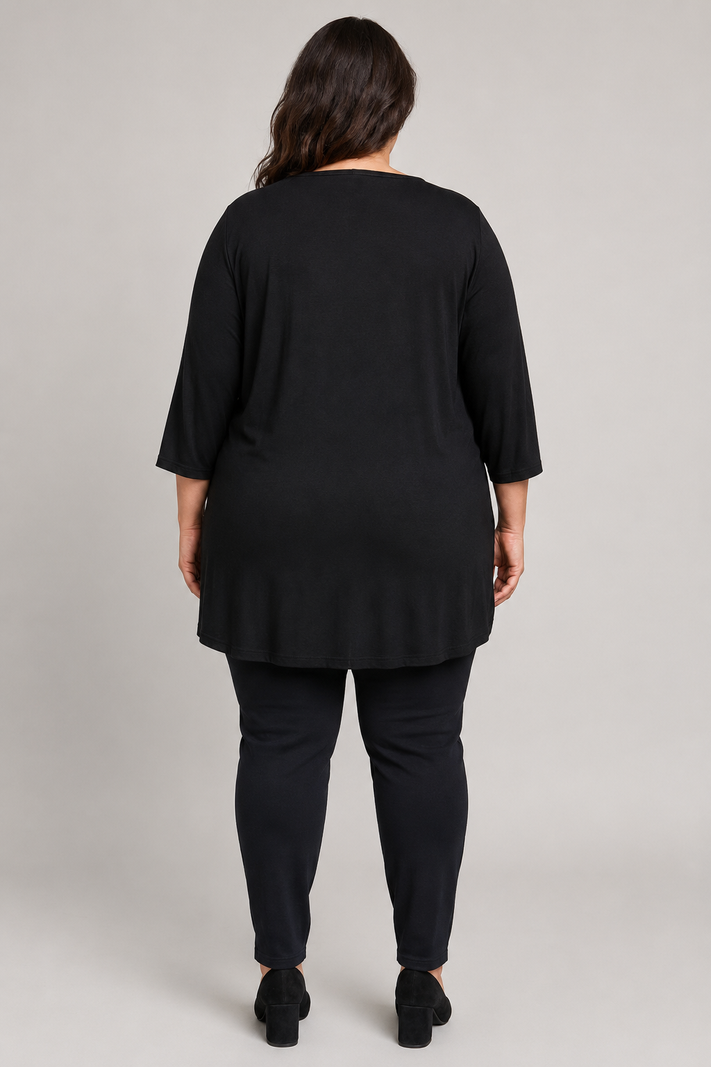 - Black Silver Beaded Deep Scoop Neck  Blouse