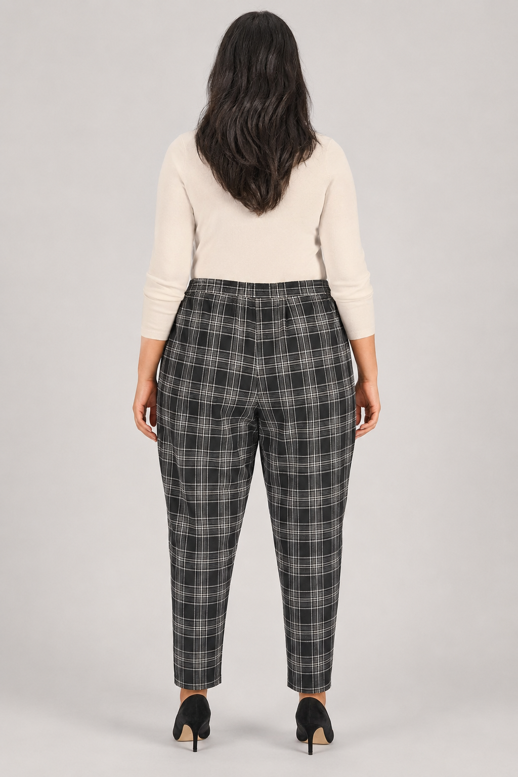 Ellos Black and White Check Pattern Slacks