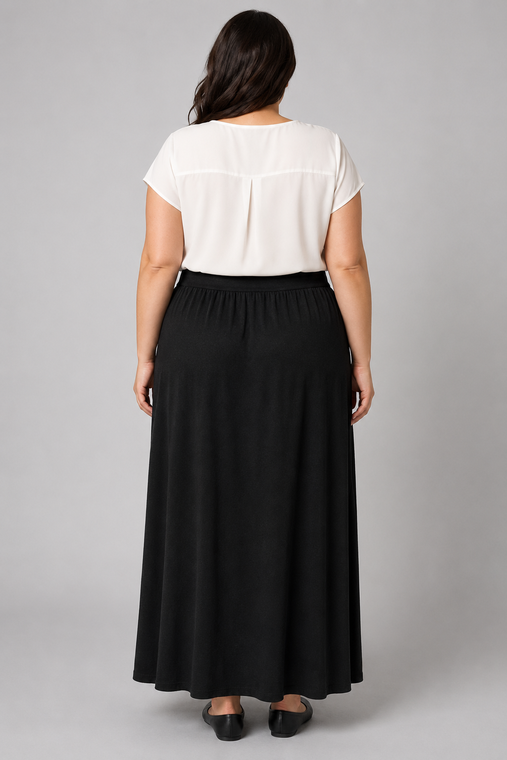 Faded Glory Extra Long Stretch Waist Casual Skirt