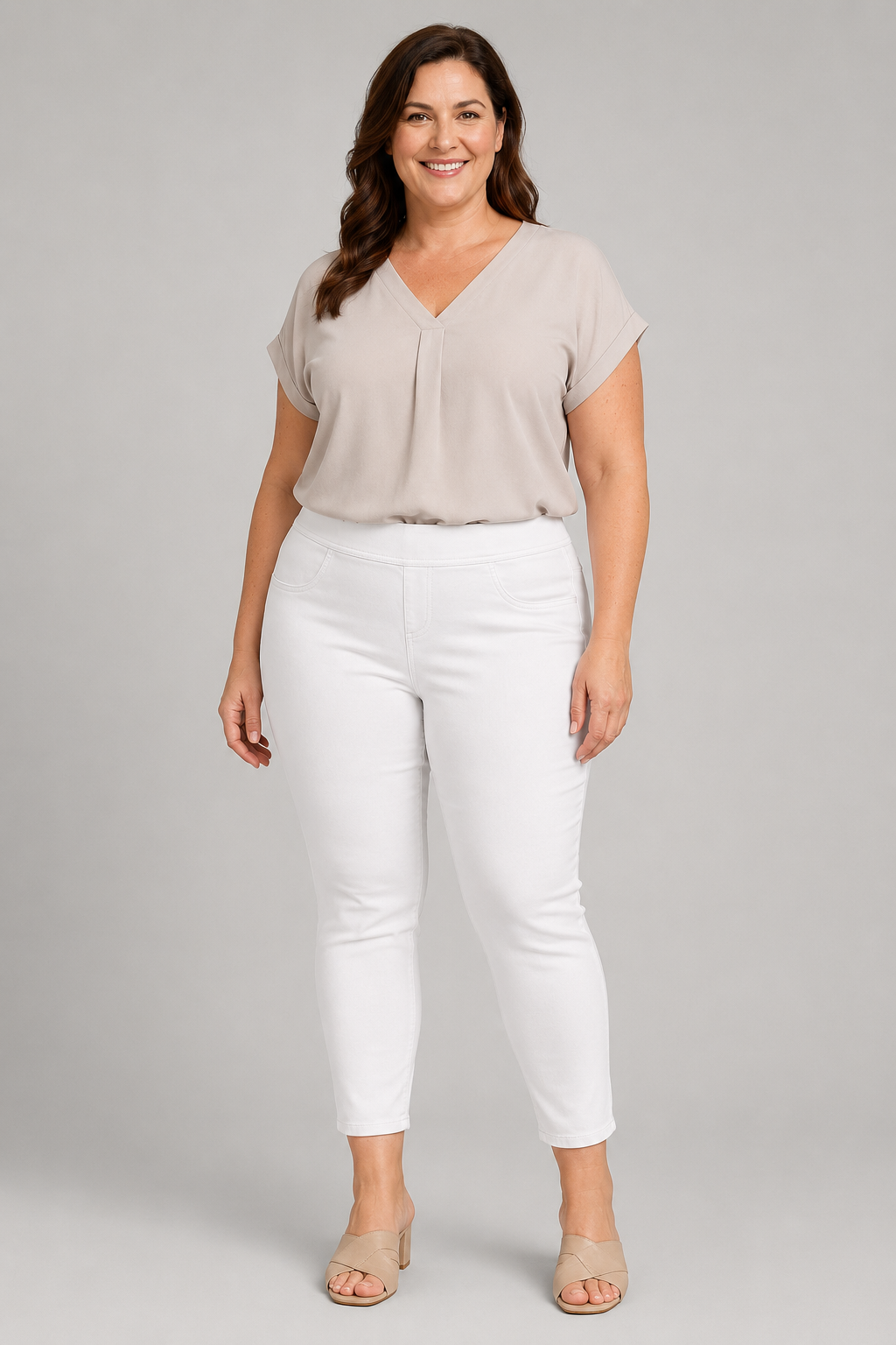 Stretch Waist White Skinny Pant