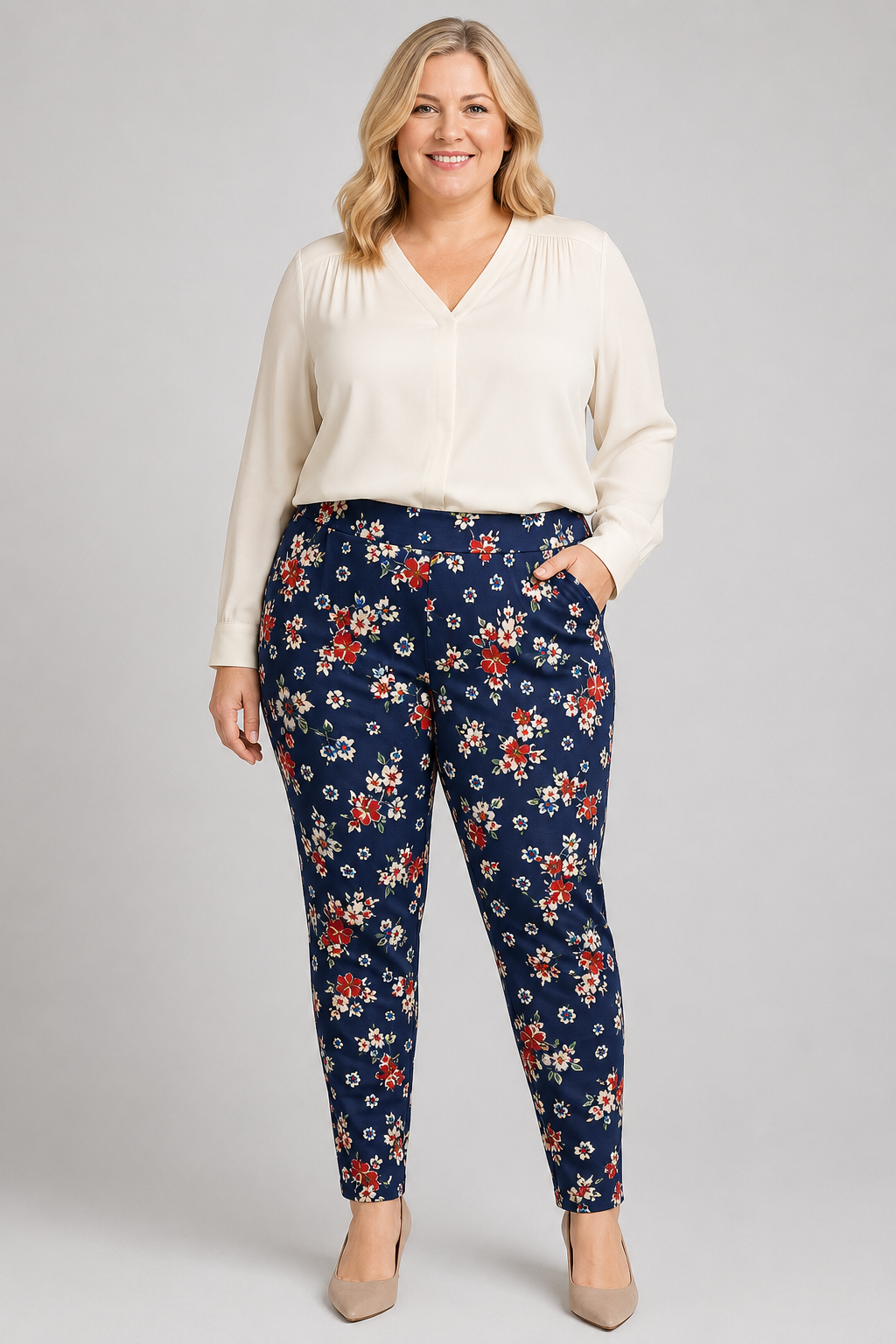 Torrid Navy Blue Floral Print Stretchy Leggings
