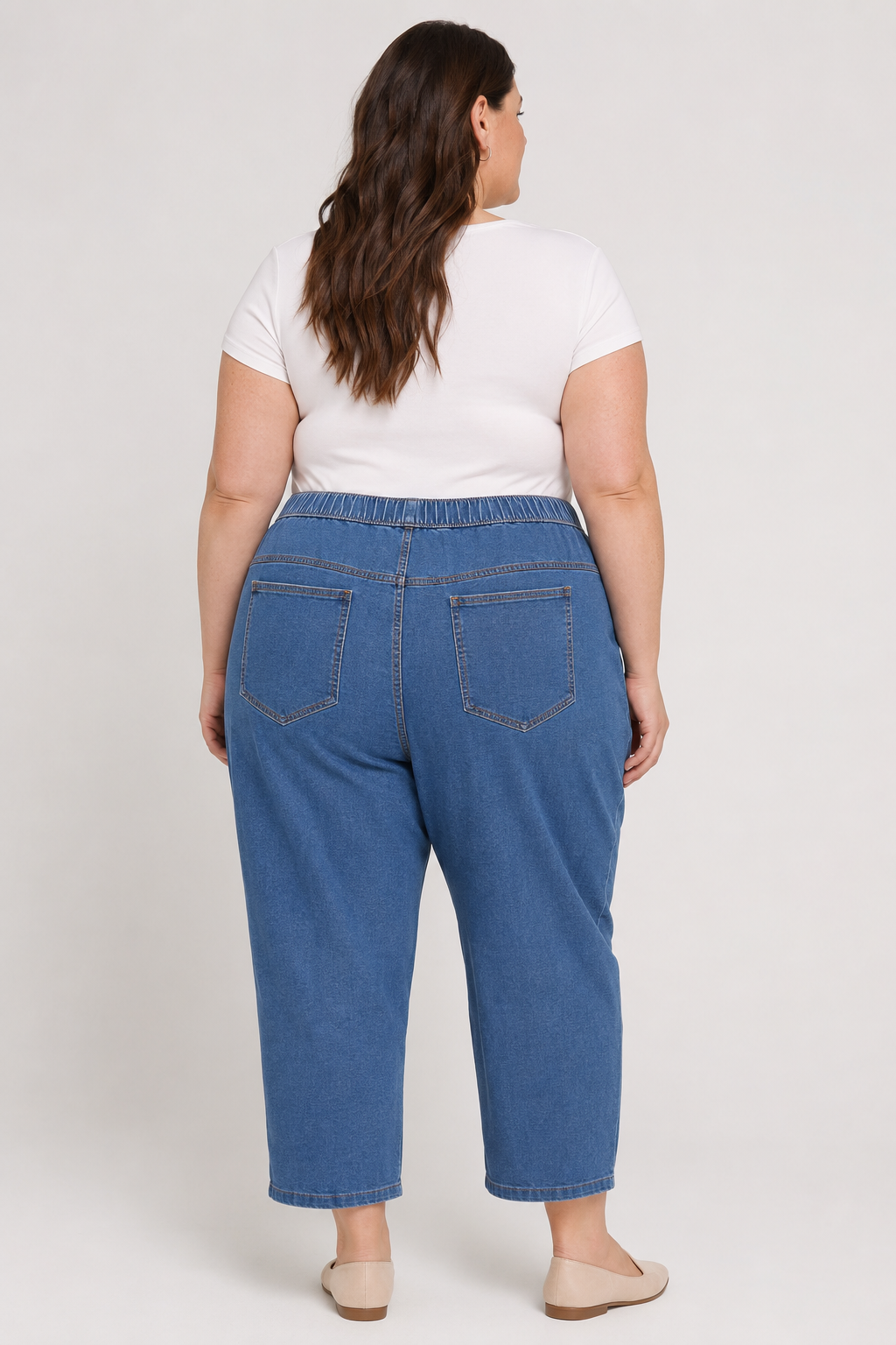 Catherines Knit Jean Pull-on Elastic Waist Blue Jeans