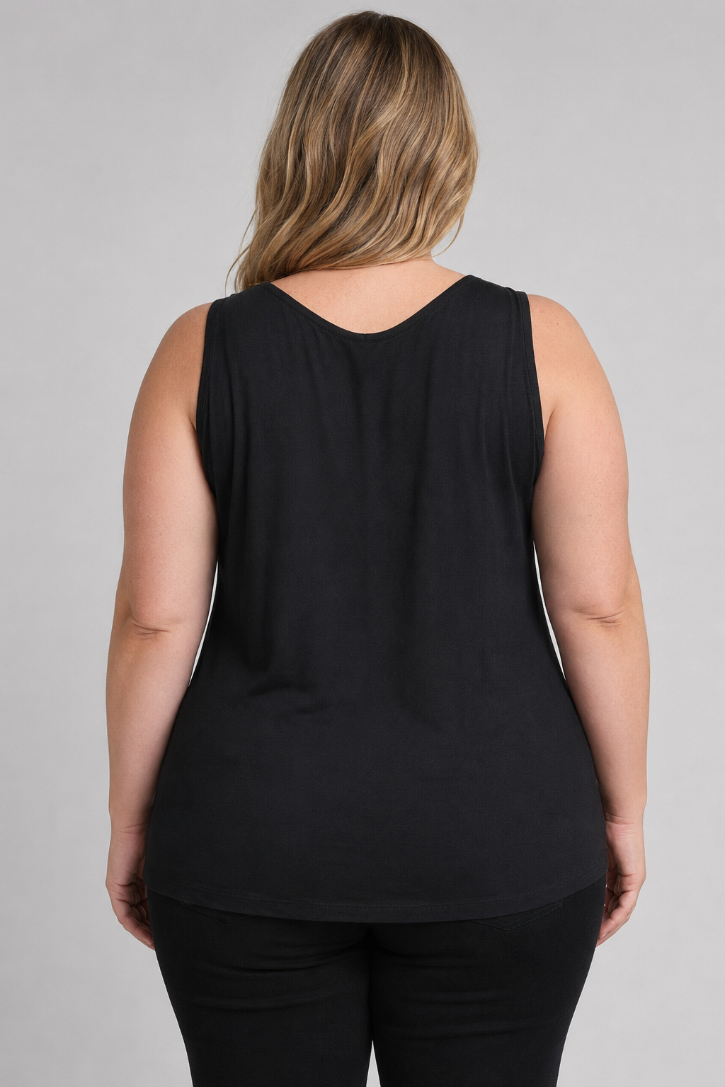 Kathryn Deene Black V-neck Sleeveless Blouse