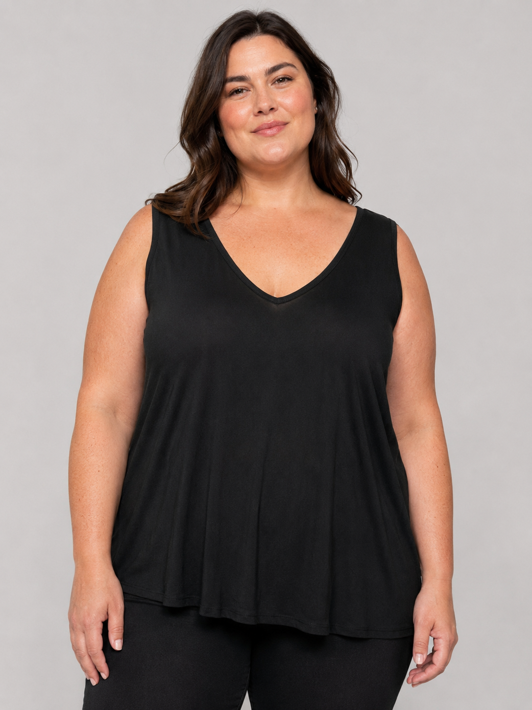 Kathryn Deene Black V-neck Sleeveless Blouse