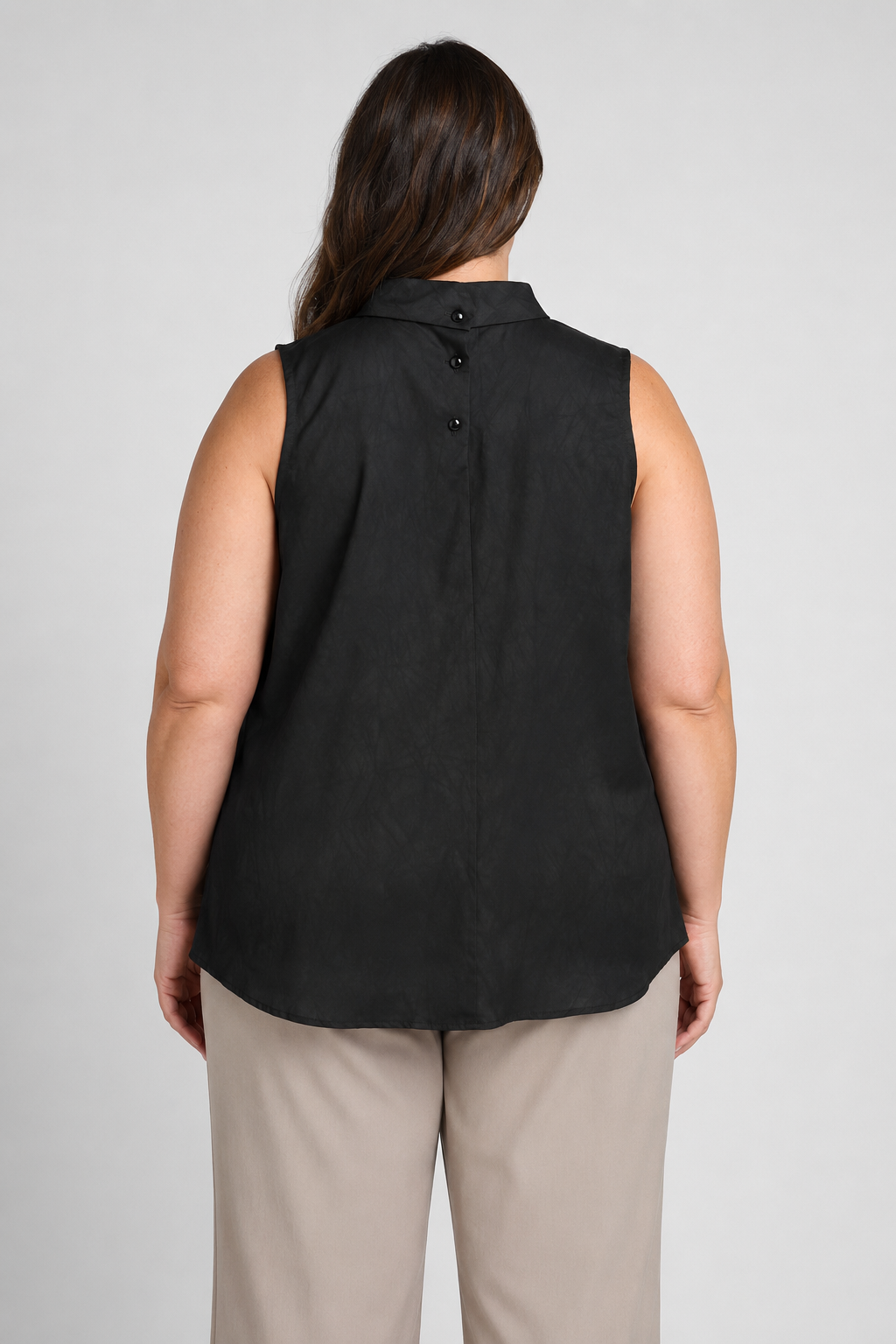 Atrium Black High Neck Sleeveless Sheer Blouse