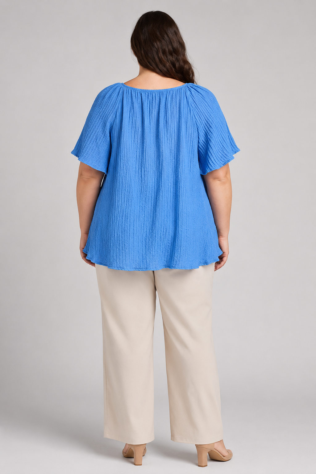 Lane Bryant Blue Ribbed Scoop Neck Tie