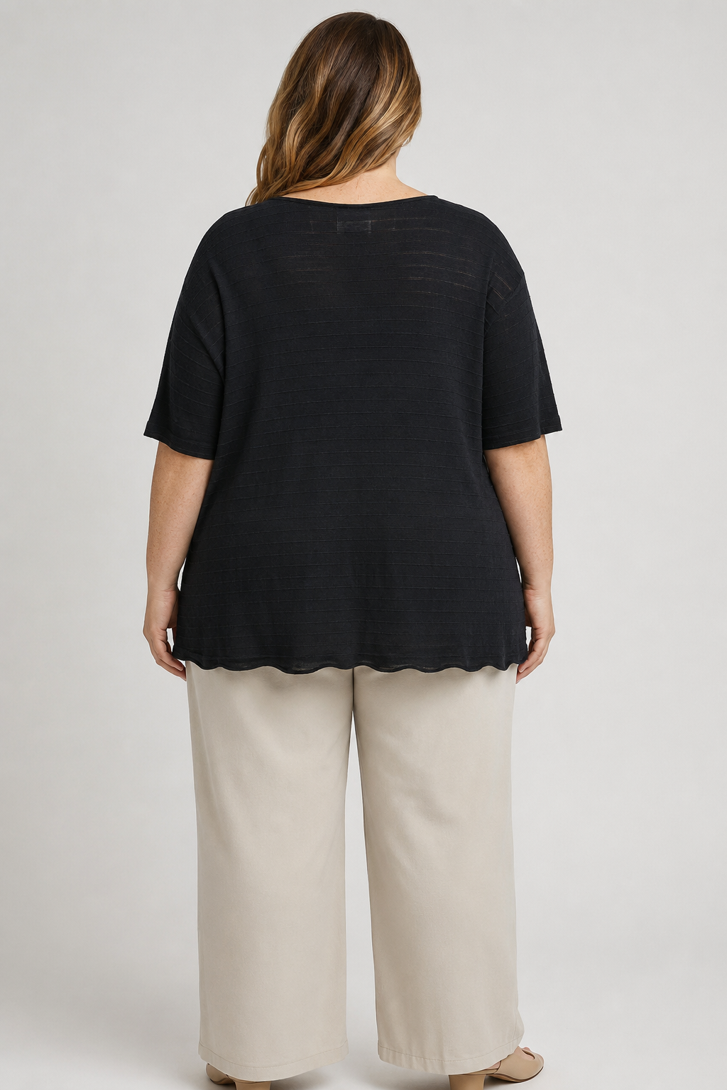 Christie & Jill Black Wide Neck Top