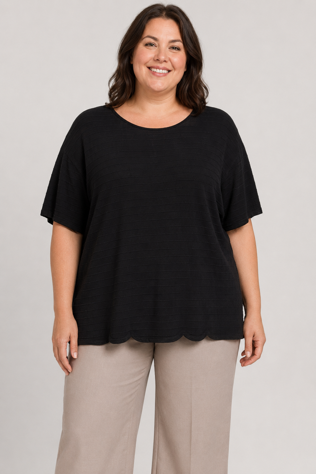 Christie & Jill Black Wide Neck Top