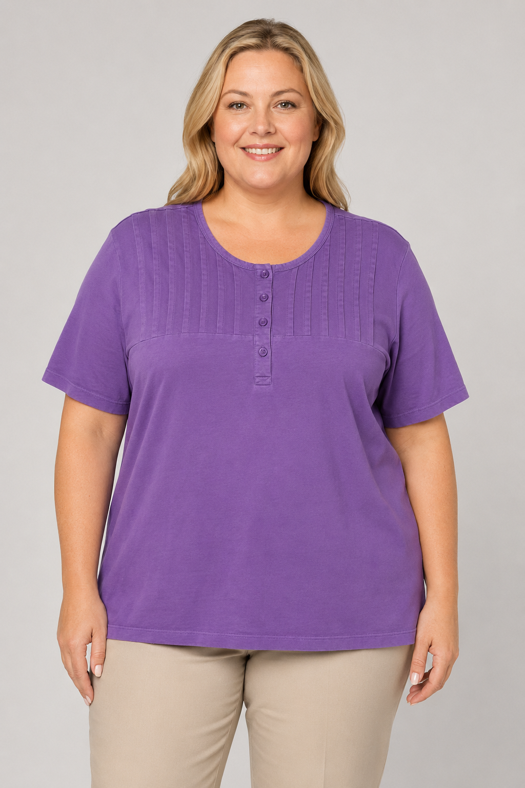 Easy Essentials Purple 1/4 Button Top