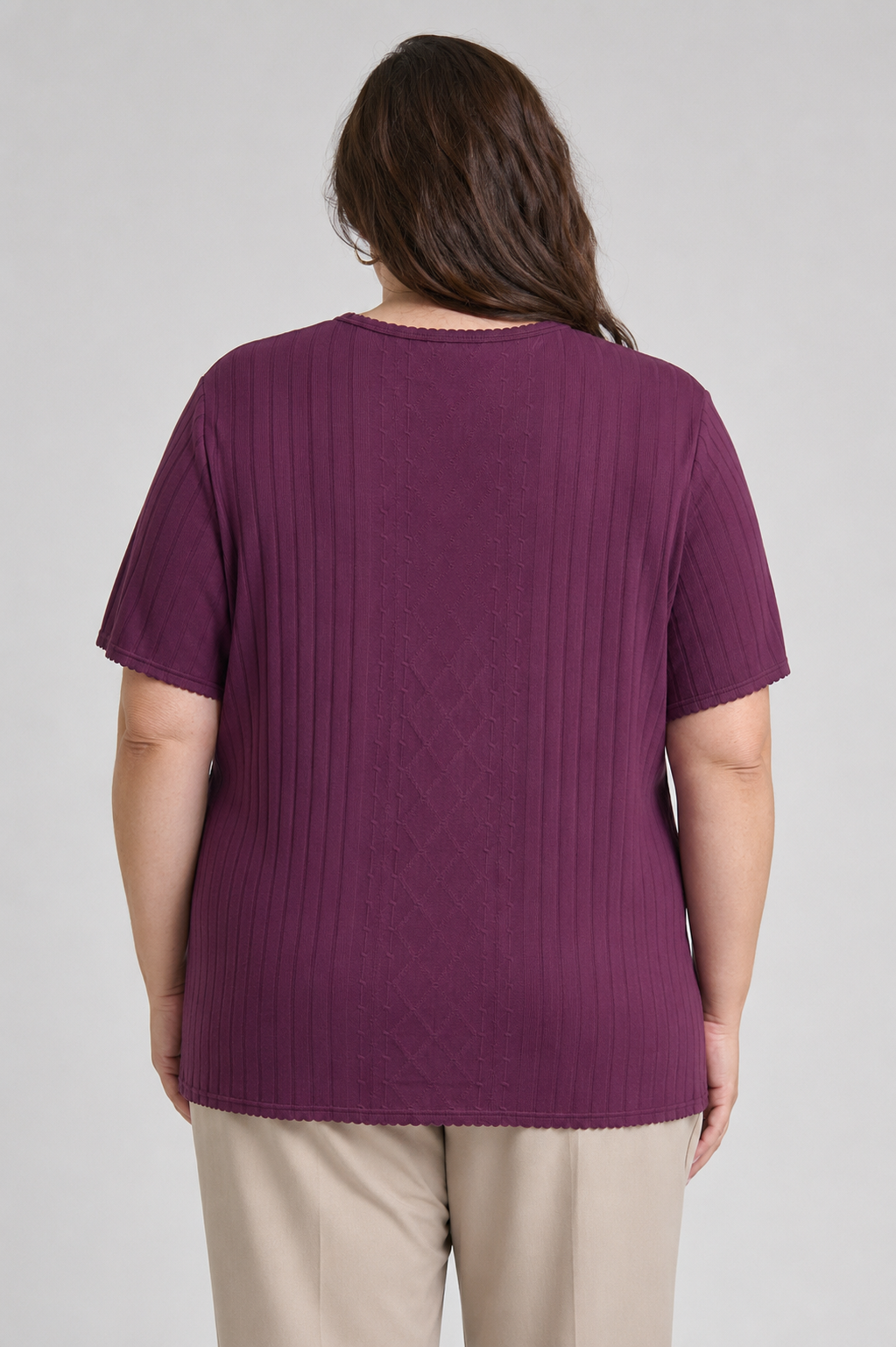 Alfred Dunner Ribbed Short Sleeve Top
