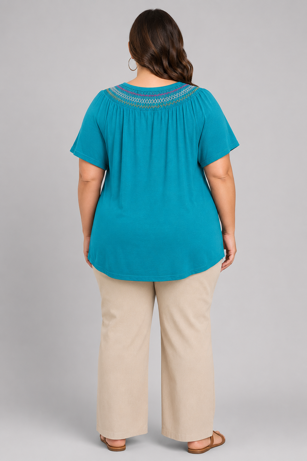 Lane Bryant Boho Style Teal Floral Print Blouse