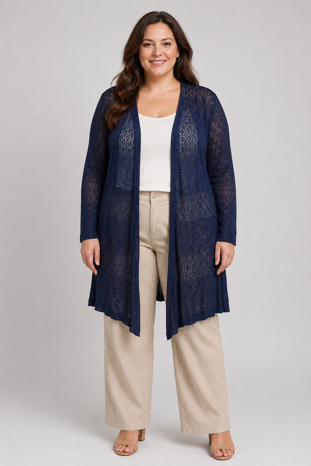 NWT Grecerelle Knit Long Open Front Cardinal