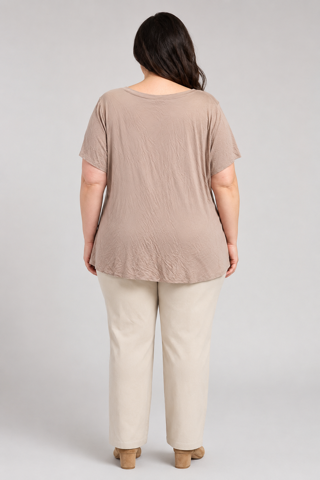 NWT Niashot Brown Wide V-neck Plain Blouse