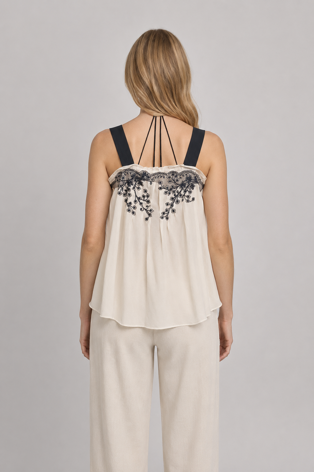 Yoana Baraschi Wide Strap Blouse Creme & Black