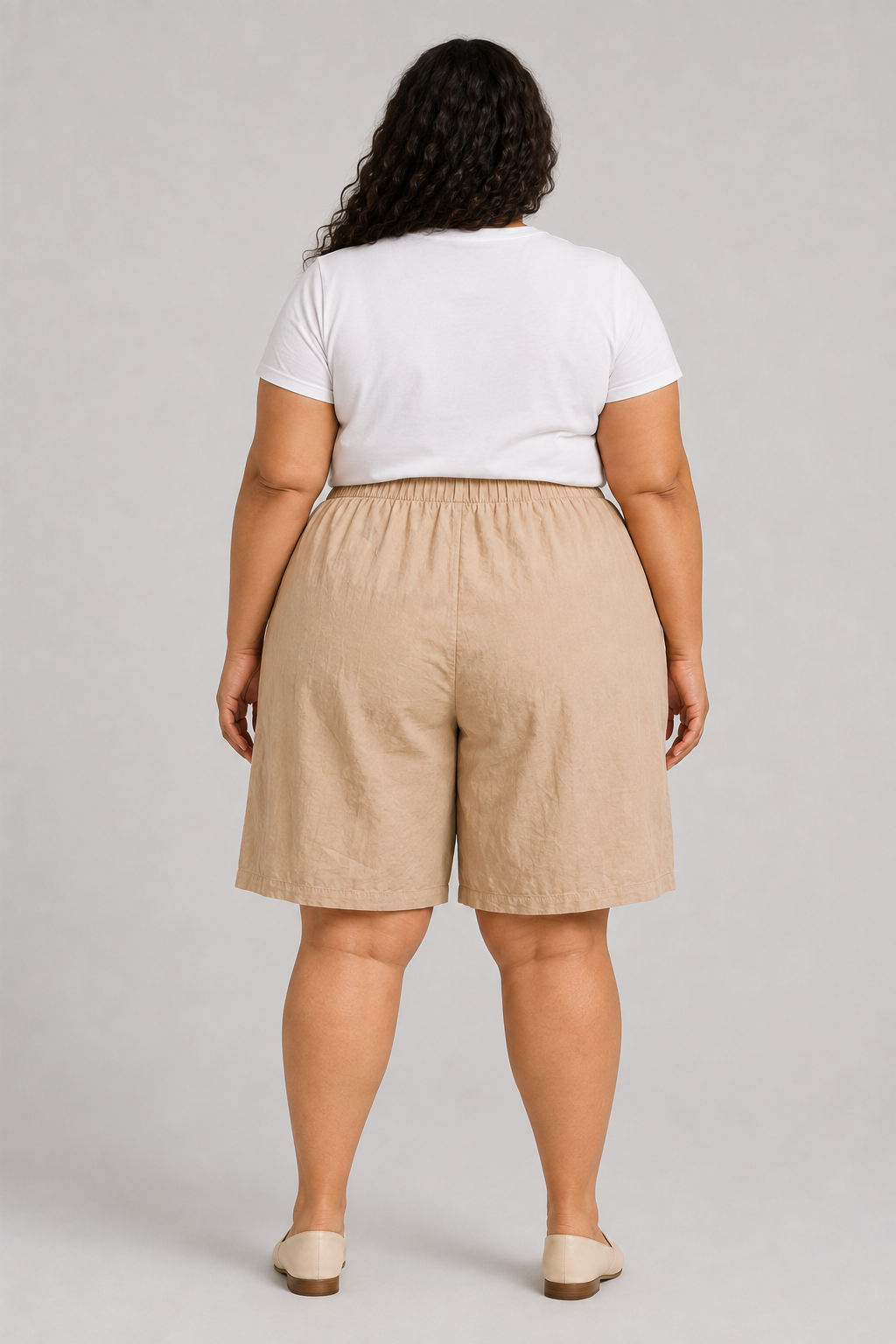 - Tan 2 Pocket Flowing Drawstring Shorts