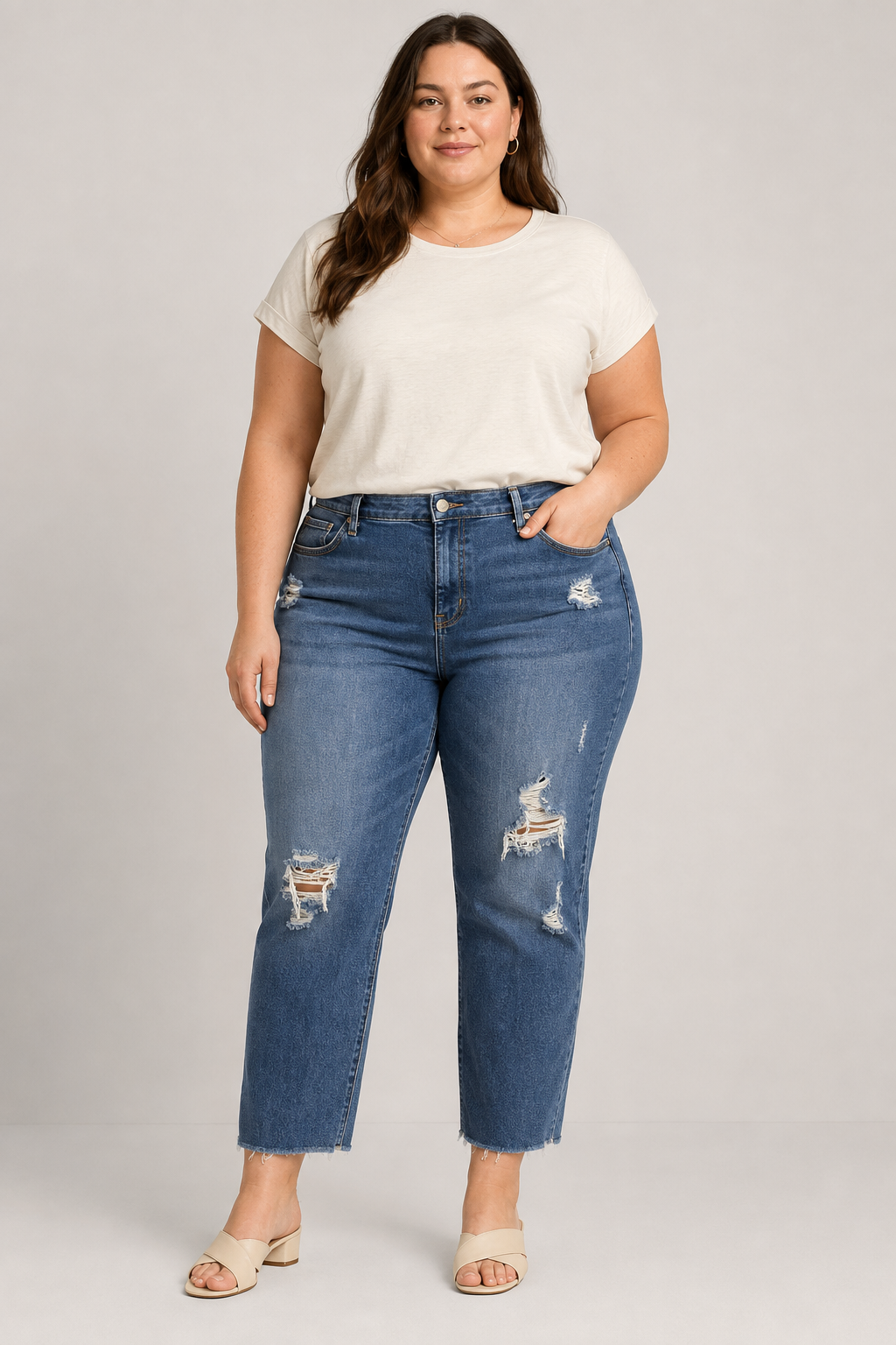 Old Navy Standard Wash Distressed Straight Leg Jean