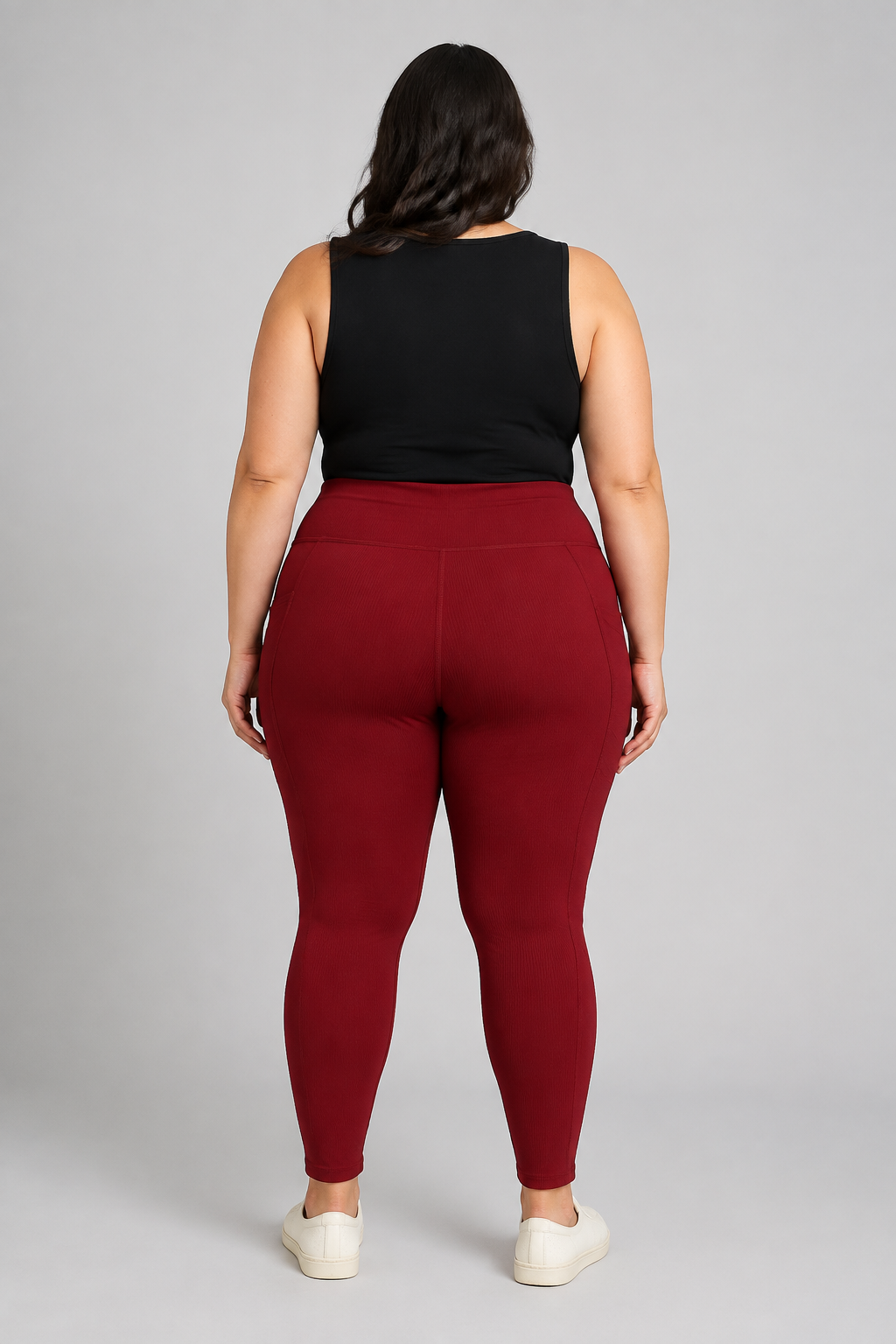 Athletic Works Burgundy Ribbed Sides Leggings