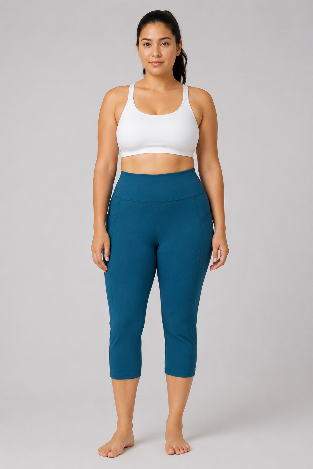 32 Cool Teal Short Leggings w/ Pockets