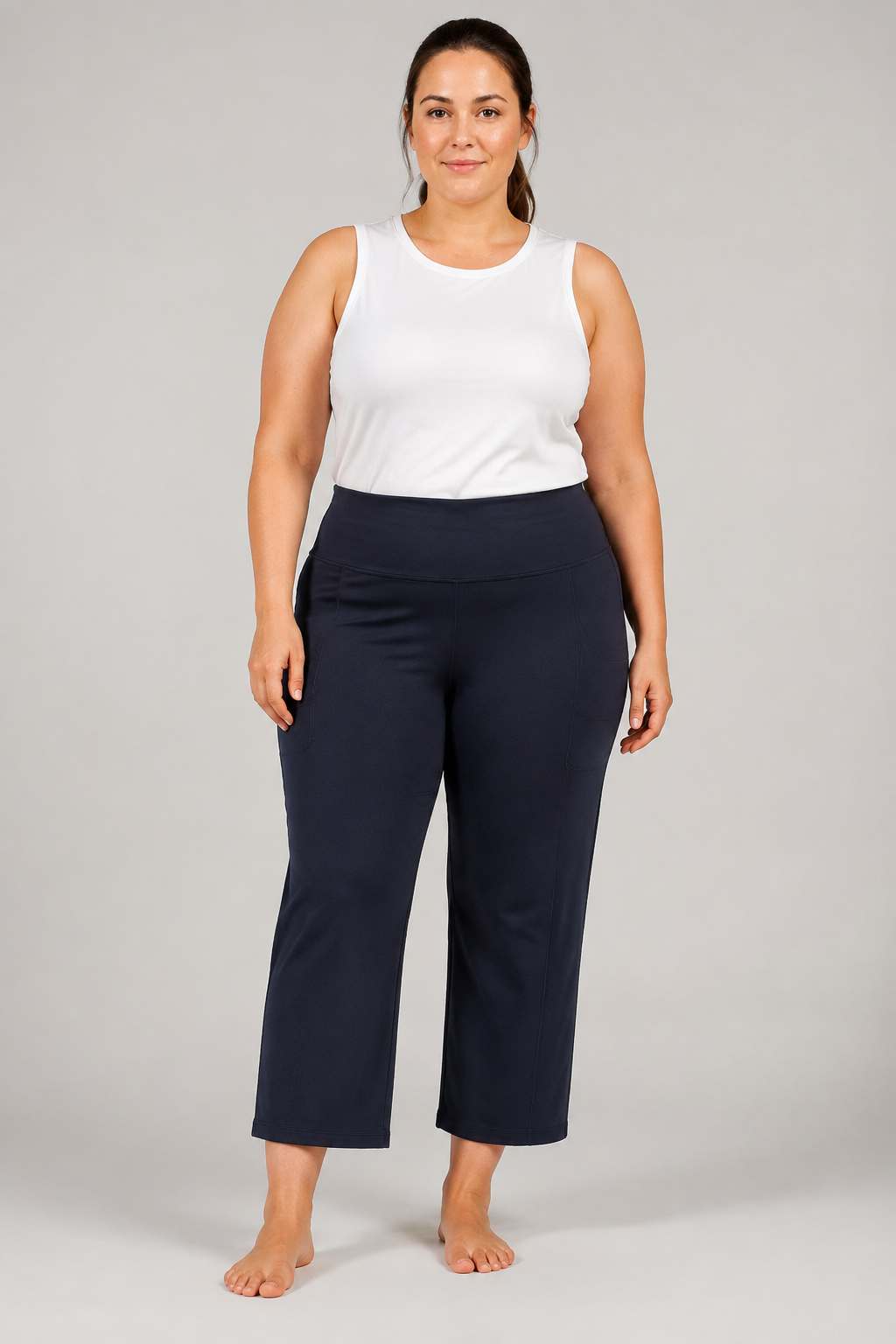 Tuff Athletics Black Short Lenght Wide Bottom Leggings w/ Pockets