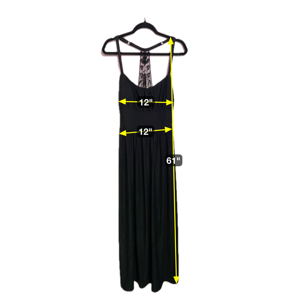 Derek Heart Black Strappy Lacey Back Long Dress