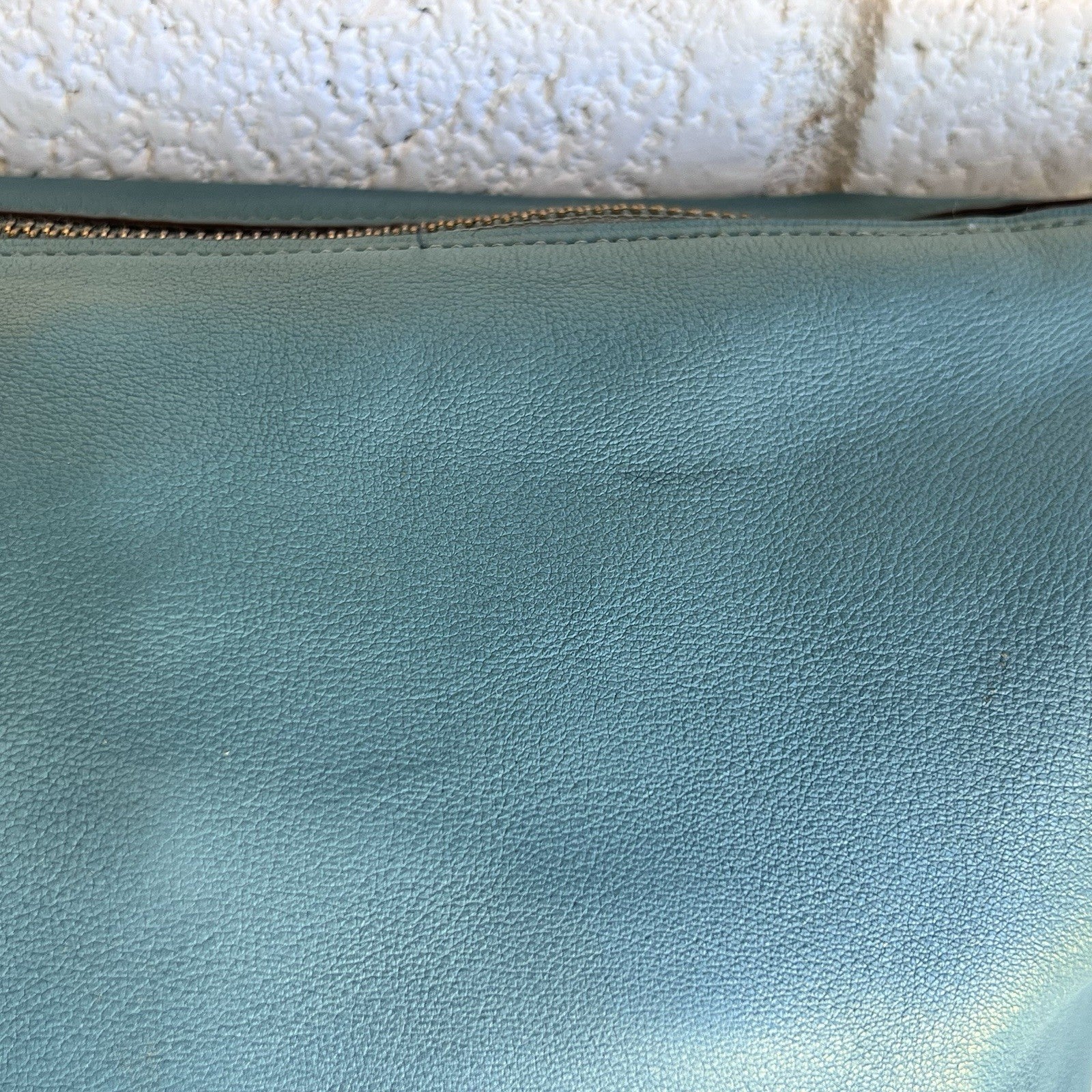 Coach 79029 Signature Chain Duffle Purse Teal Brass Glovetanned Leather Hobo Bag