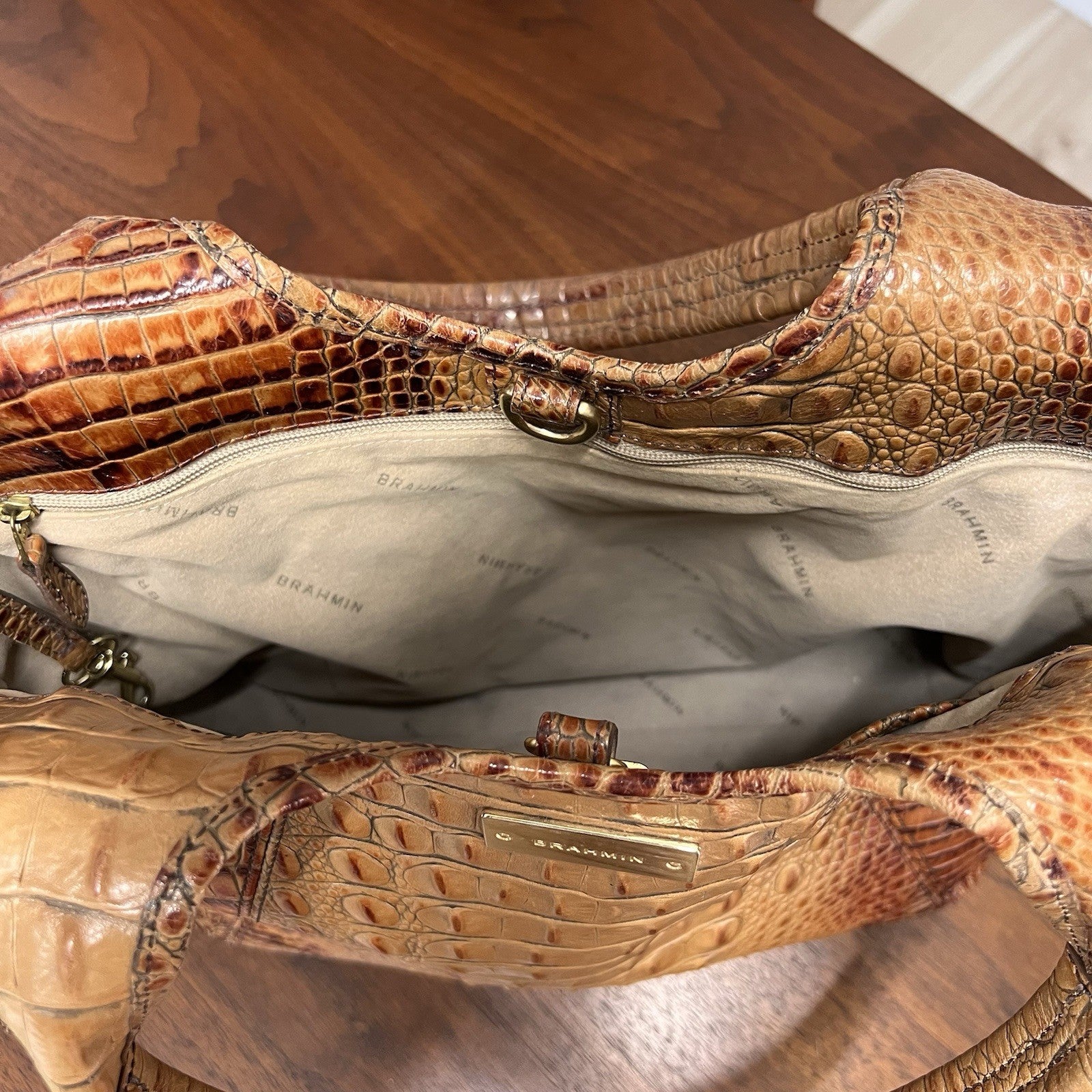 Brahmin Small Ashlee Satchel/Shoulder Bag & Ady Wallet Melbourne Croc Leather