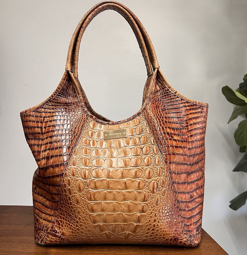 Brahmin Small Ashlee Satchel/Shoulder Bag & Ady Wallet Melbourne Croc Leather