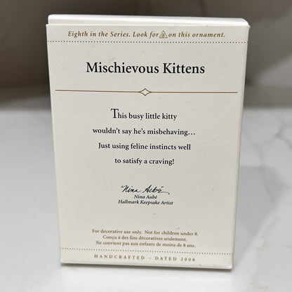 2006 “Mischievous Kittens” #8 in Series Hallmark Grey Cat Christmas Ornament