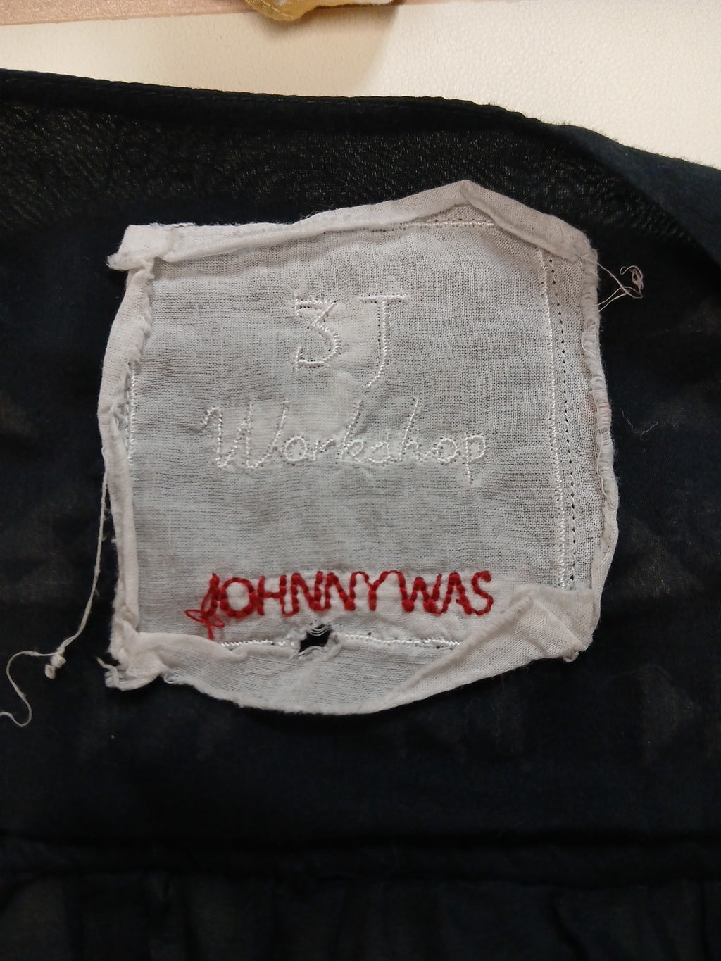 Johnny Was 3X Black Embroidered Silk Blend Sheer Blouse