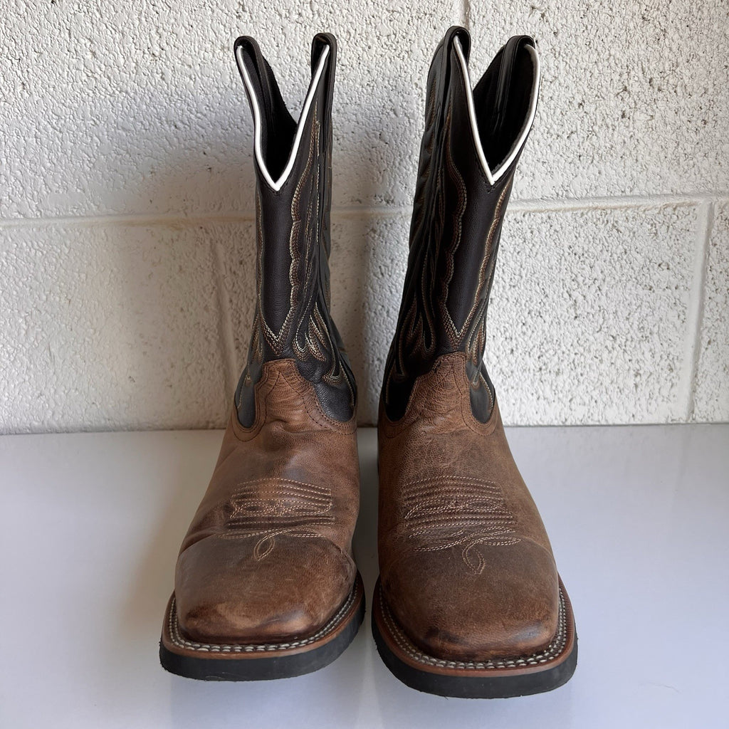 Laredo 12D Square Toe Brown Montana Western Cowboy Boot 7800 Embroider Mid Calf