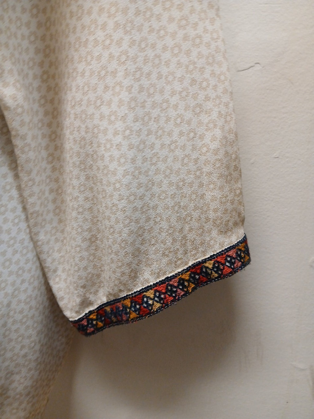 Johnny Was XL Biya Tan Embroidered 3/4 Button Pullover Blouse