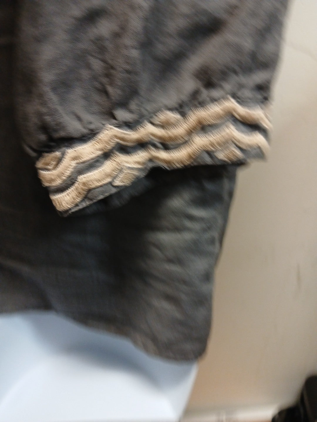 Johnny Was XL Grey Embroidered Pullover Top