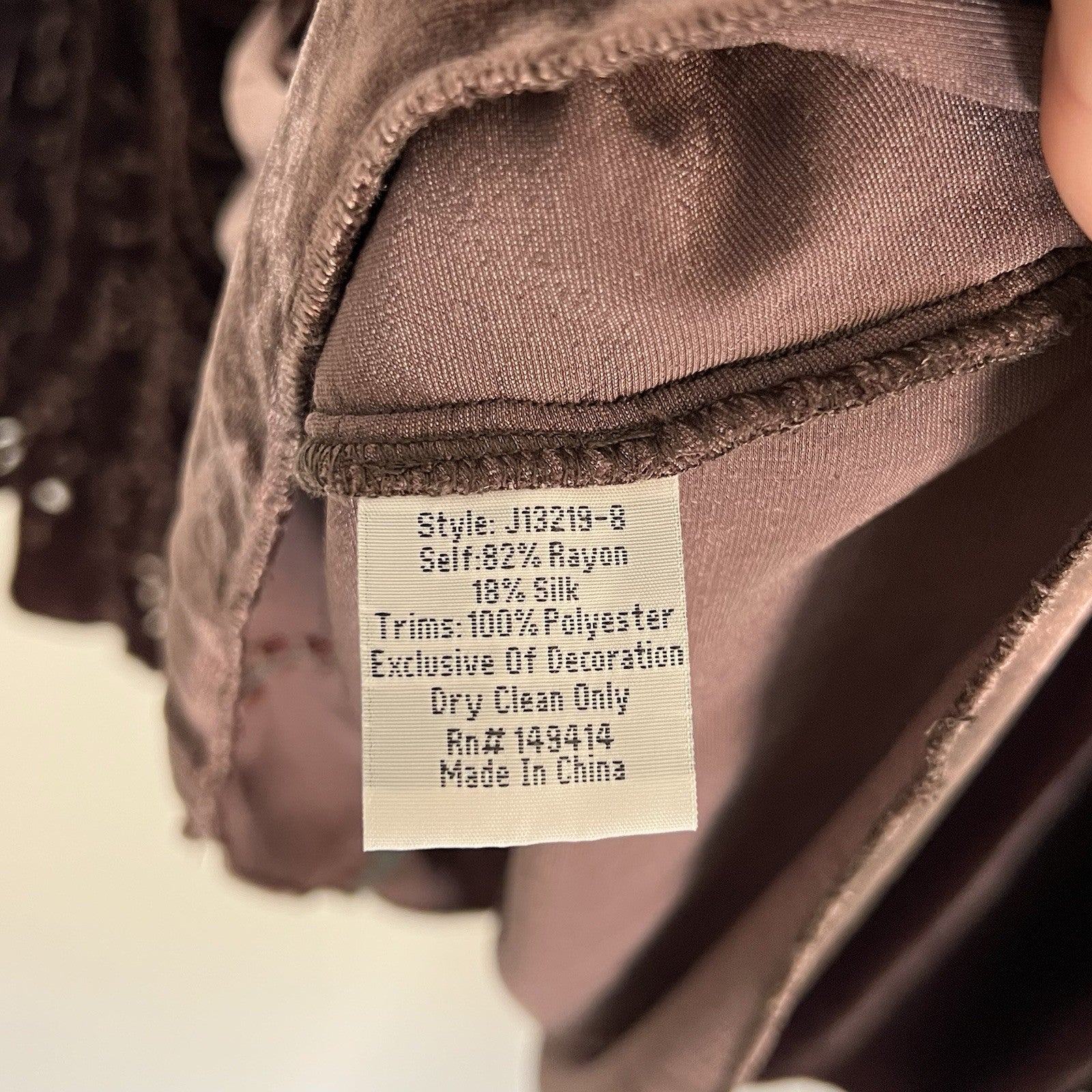 Johnny Was XL Chiri Velvet Silk Blend Brown Swing Blouse Bell Butterfly Sleeve