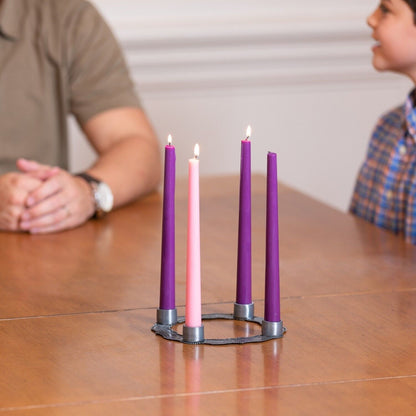 Four Weeks of Advent Classic Pewter Wreath Set Catholic Christmas Candleholder
