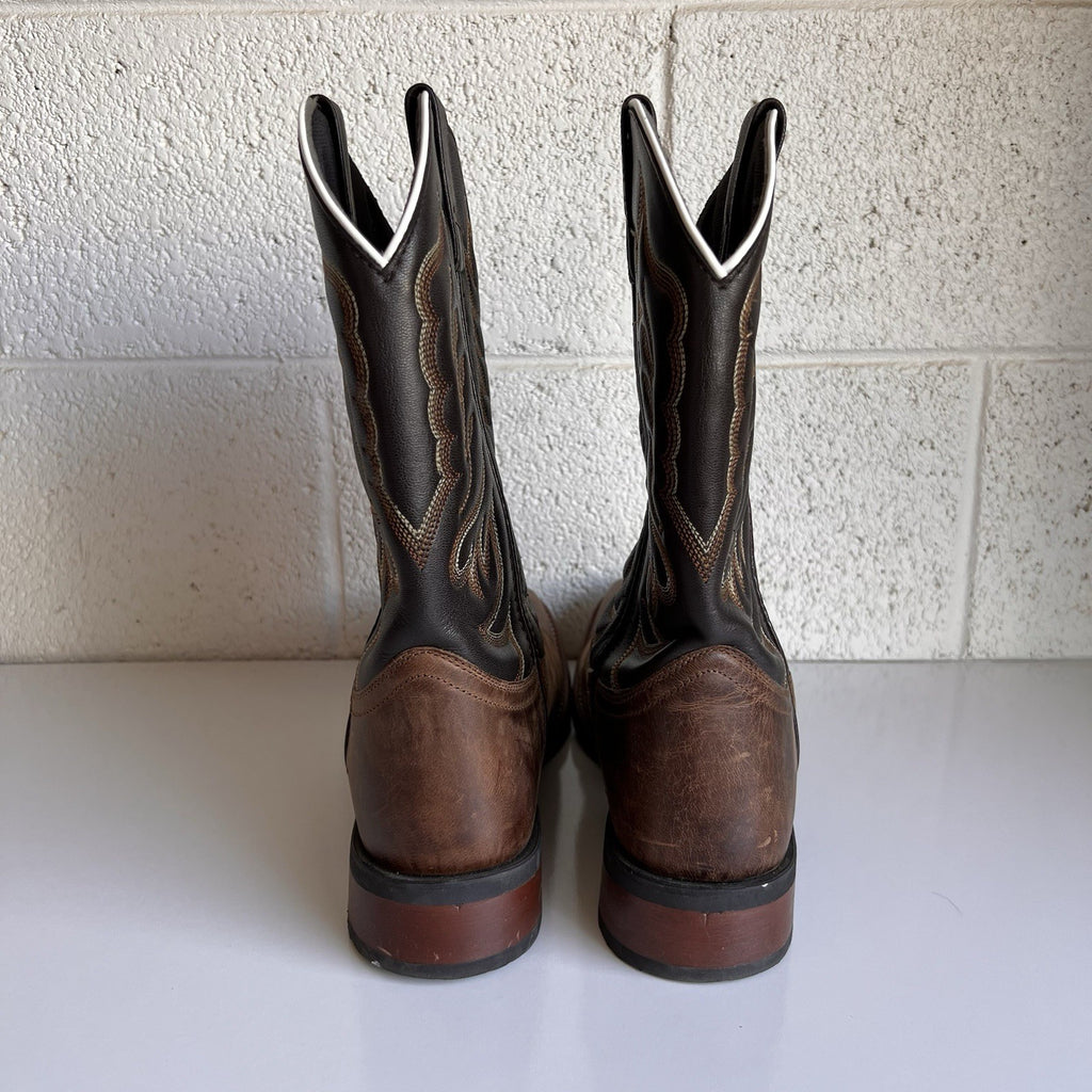 Laredo 12D Square Toe Brown Montana Western Cowboy Boot 7800 Embroider Mid Calf