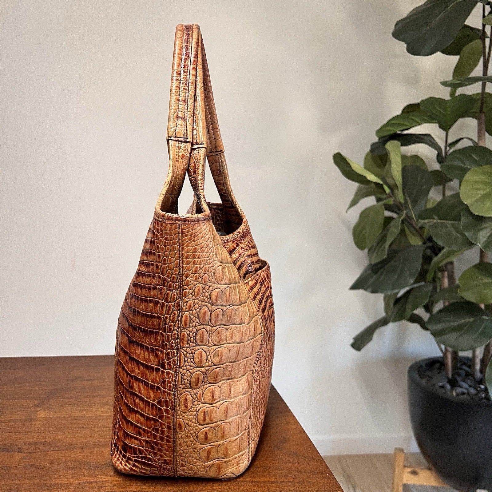 Brahmin Small Ashlee Satchel/Shoulder Bag & Ady Wallet Melbourne Croc Leather