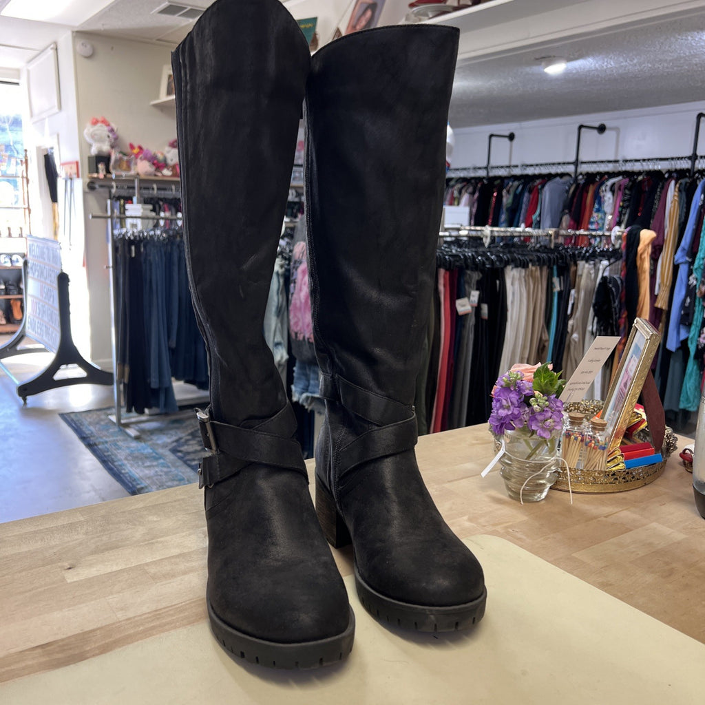 Torrid  Black Knee High Boots Wide Width Size 9 with  Wide Calves Faux Leather