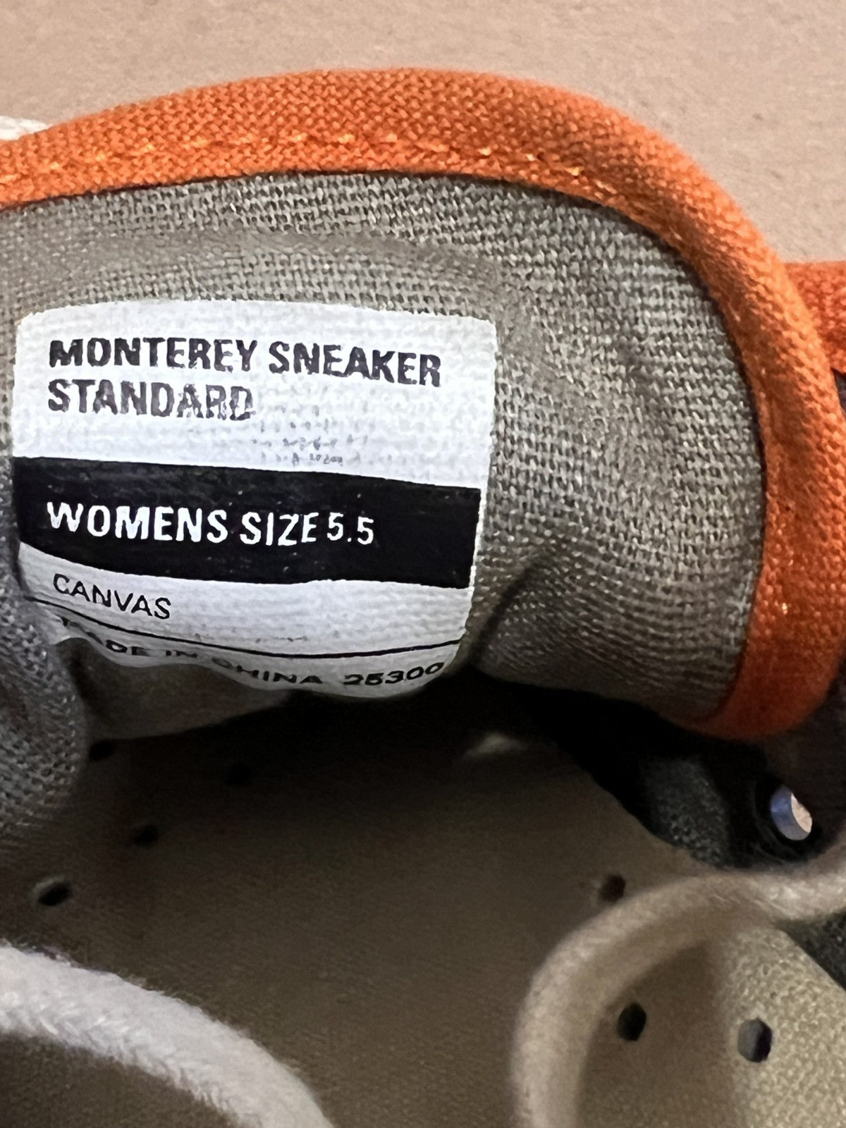 Seavees Women's Monterey Cotton/Canvas Cream Orange Sneaker Sz 5.5