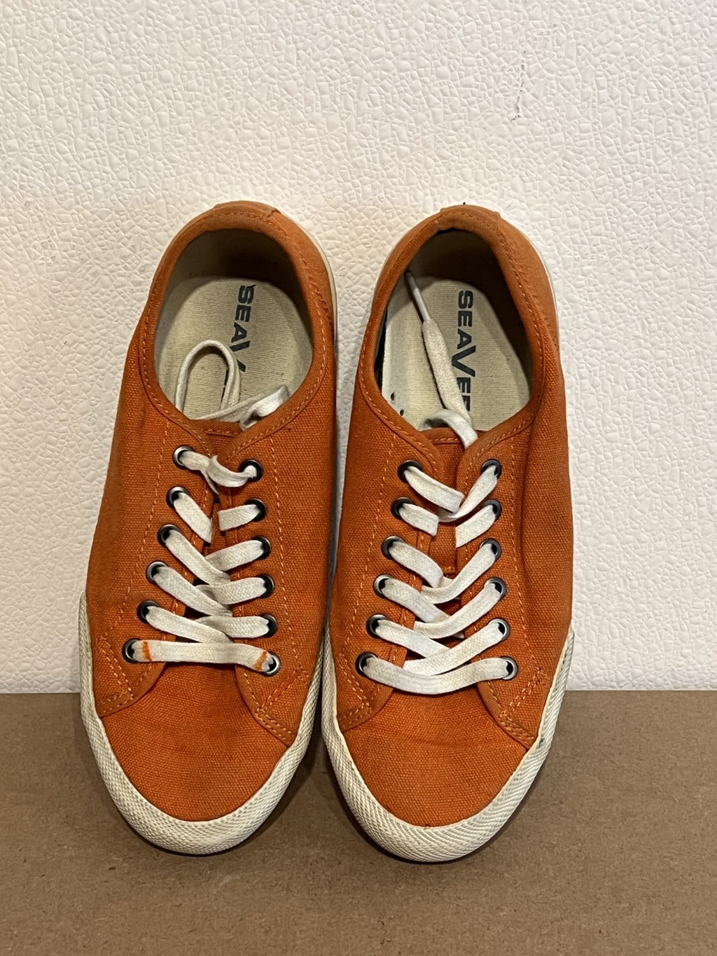 Seavees Women's Monterey Cotton/Canvas Cream Orange Sneaker Sz 5.5