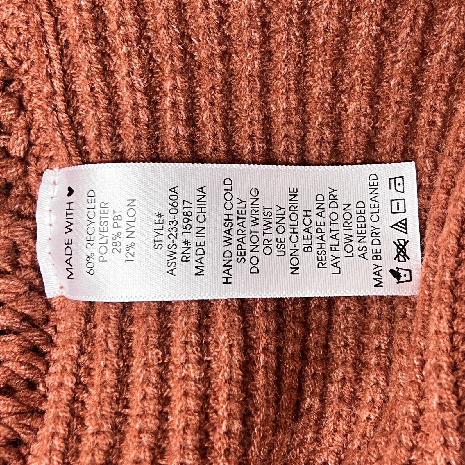 Arula Crop Rust Chunky Cable Knit Oversized Boho Raw Hem Seams Sweater Hippie