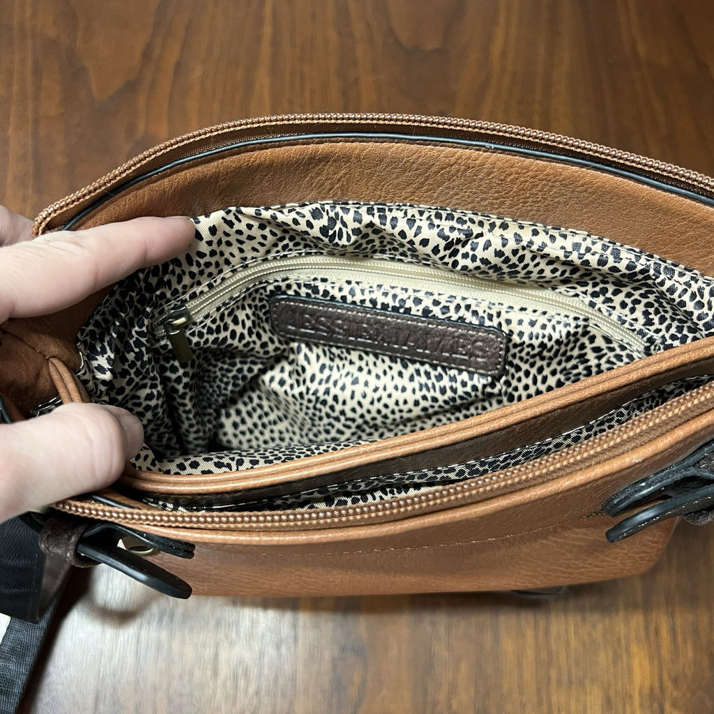 Jessie James Concealed Carry “Hannah” Handgun Crossbody Purse Bag Brown w Keys