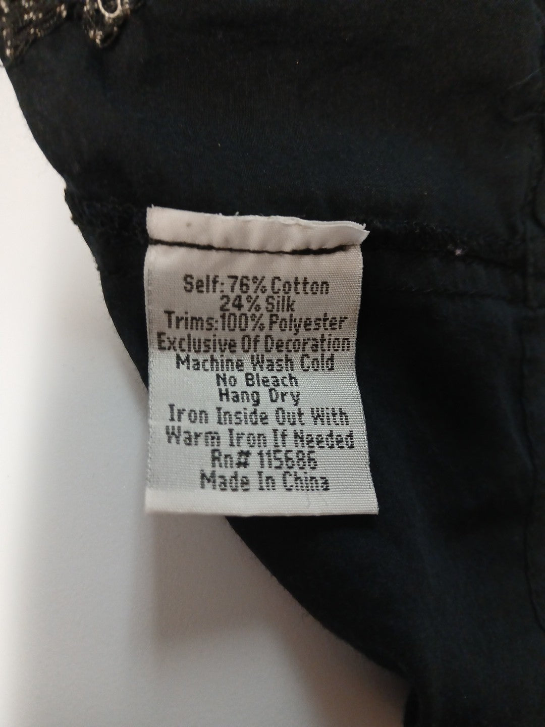 Johnny Was 3X Black Embroidered Silk Blend Sheer Blouse