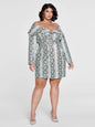 4X Off The Shoulder Snake Print Wrap Dress Patrick Starrr X FTF Mint Green Sexy
