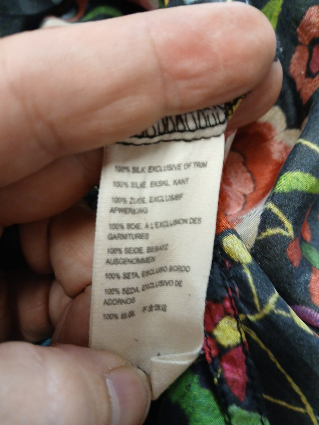 Johnny Was XL Silk Floral Pattern Button Up Collared Blouse