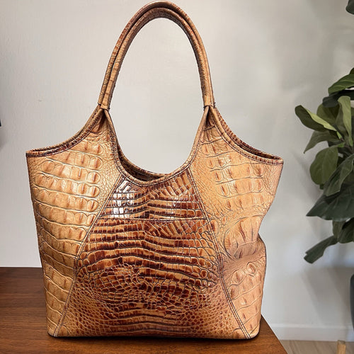 Brahmin Small Ashlee Satchel/Shoulder Bag & Ady Wallet Melbourne Croc Leather