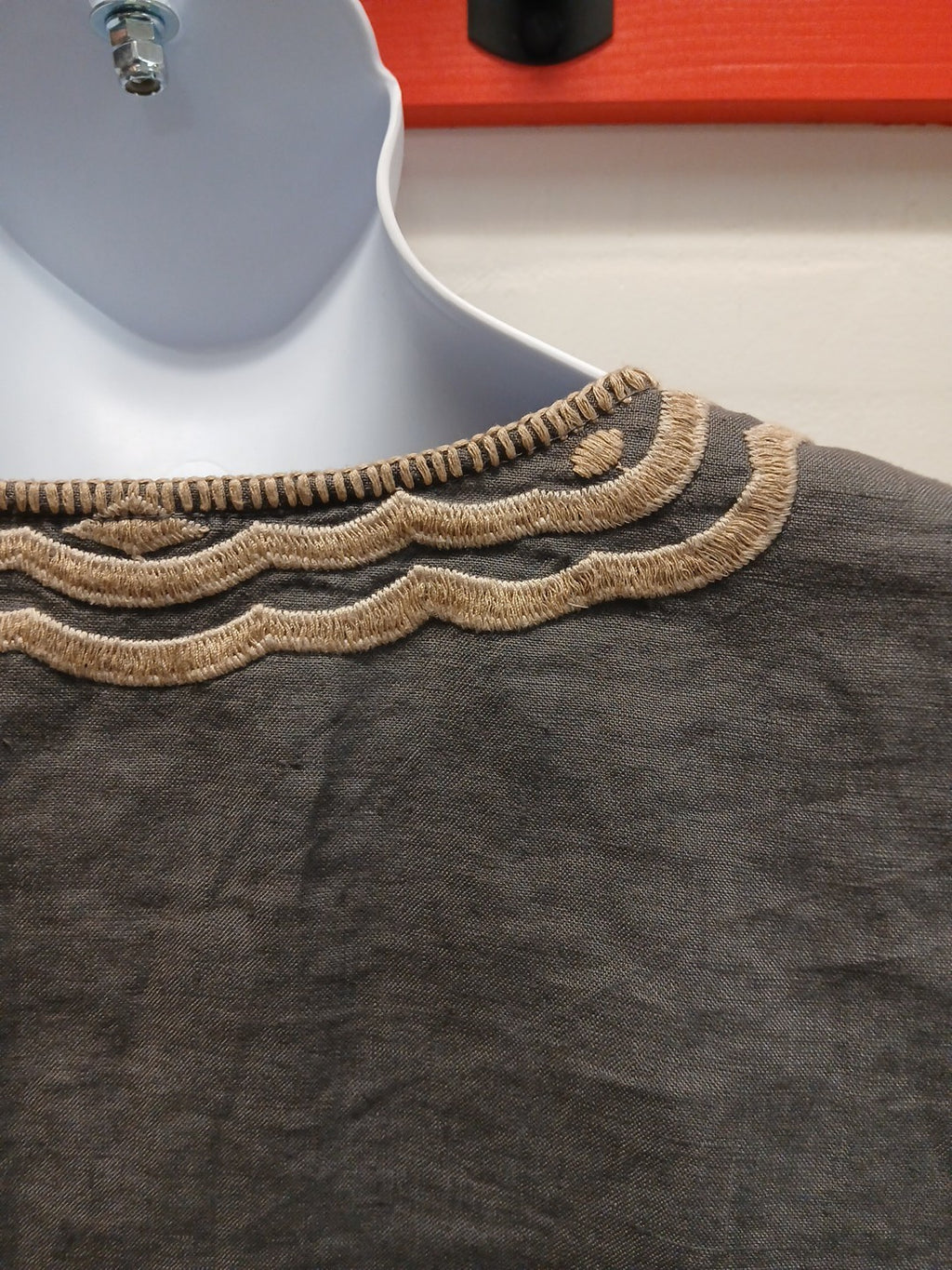 Johnny Was XL Grey Embroidered Pullover Top