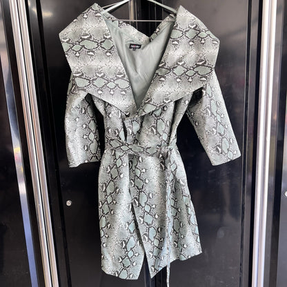 4X Off The Shoulder Snake Print Wrap Dress Patrick Starrr X FTF Mint Green Sexy